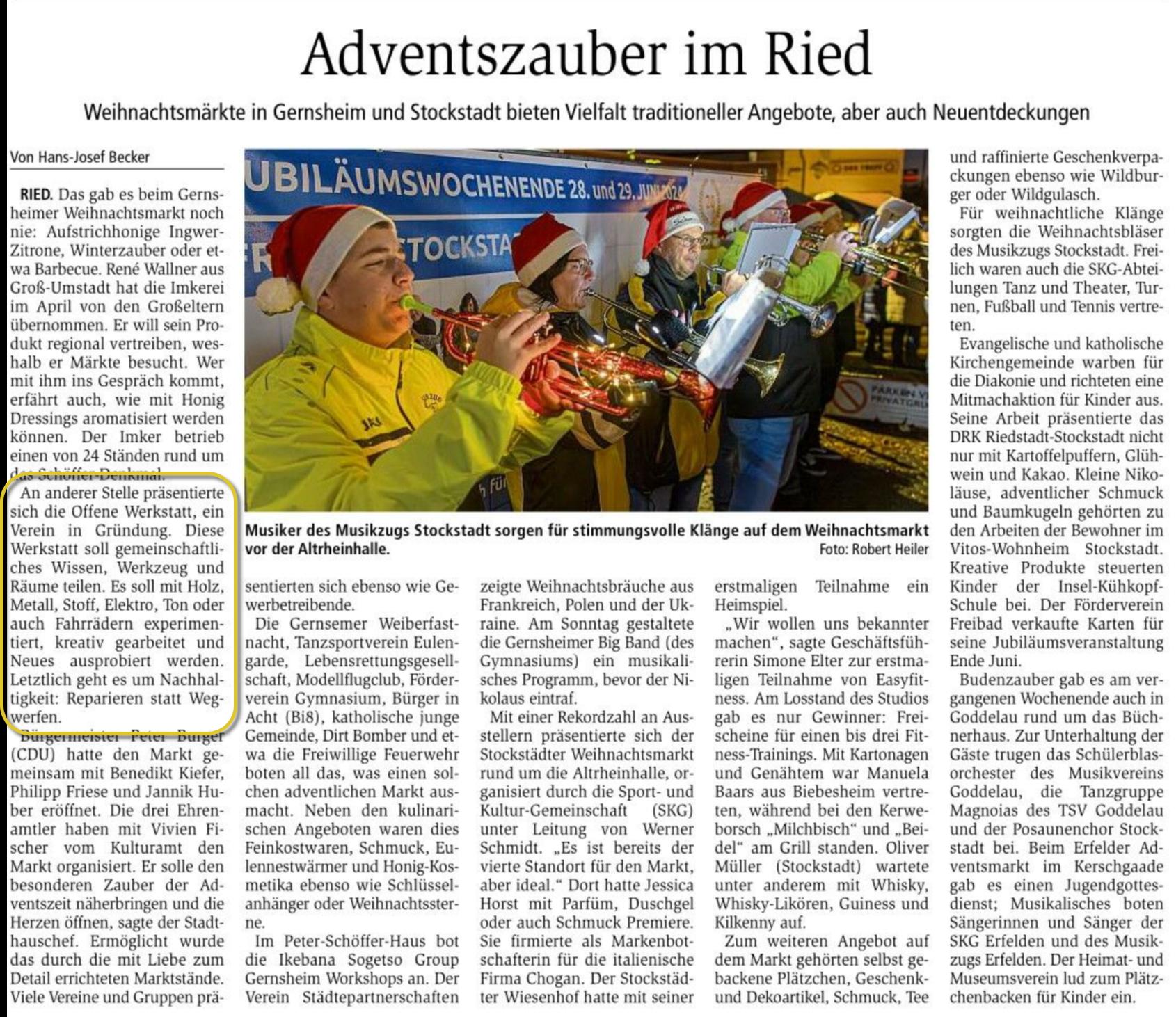 Zeitungsartikel Echo 11.12.2023